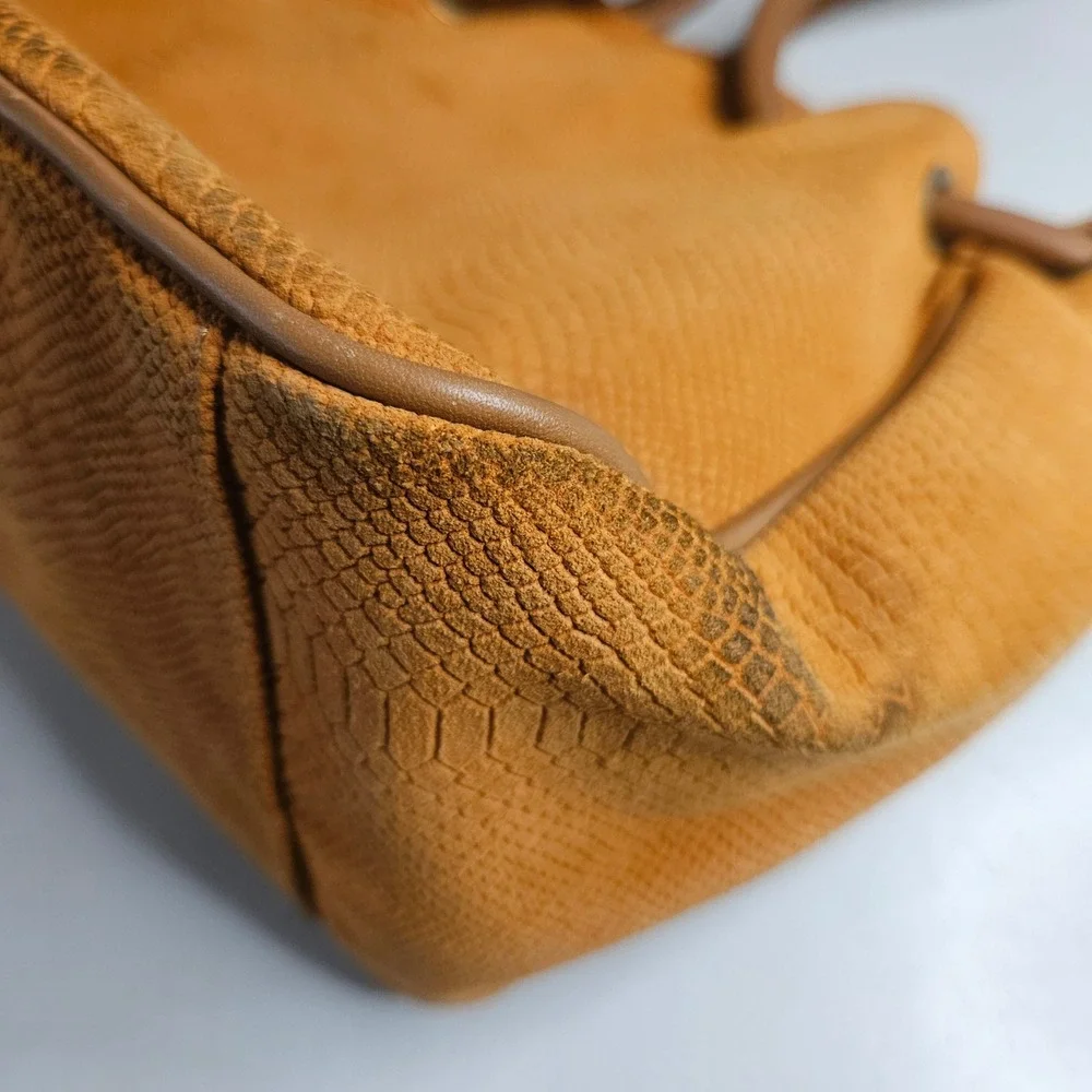 Sundance Orange Snakeskin Embossed‎ Leather Shoulder Bag Made in Italy Boho Hobo